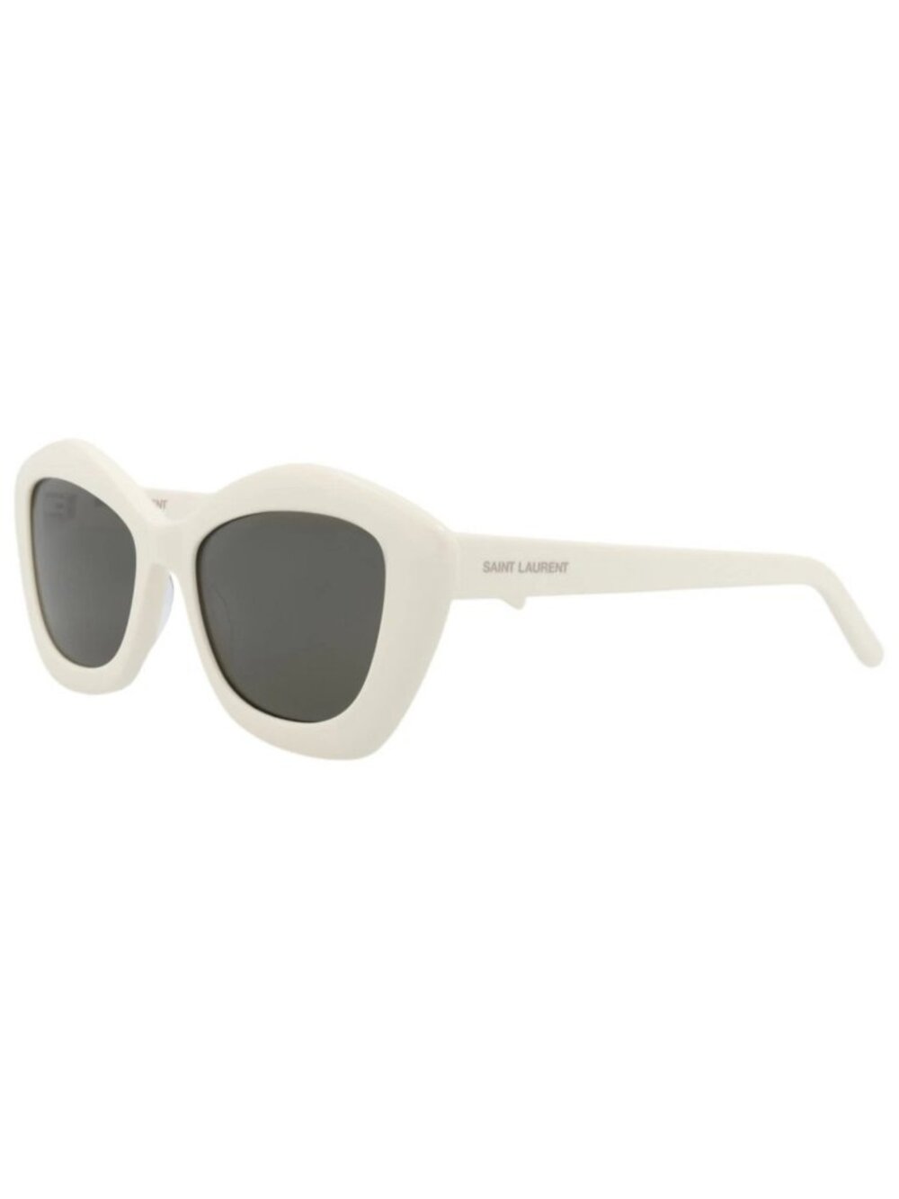 New Saint Laurent Women's Sunglasses Cat Eye Acetate Frame Ivory Ivory Grey